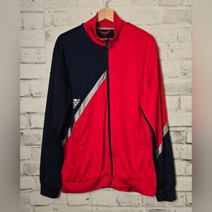 Adidas Red Navy Colorblock Track Jacket XL Full Zip Retro Athletic
